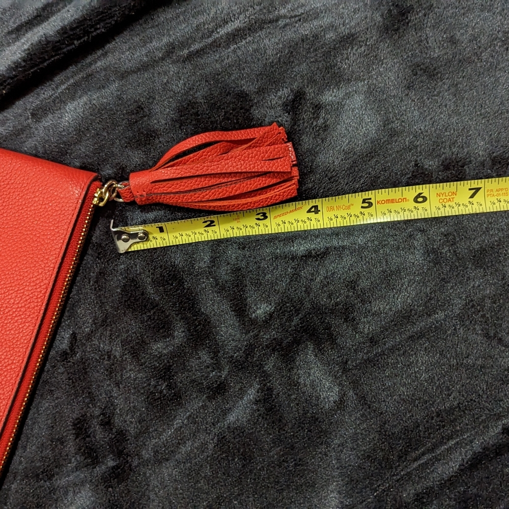 Kate Spade Leather Clutch Wristlet Pouch Red Tassel EUC w/KS Bag Brand Embossed - Picture 7 of 7